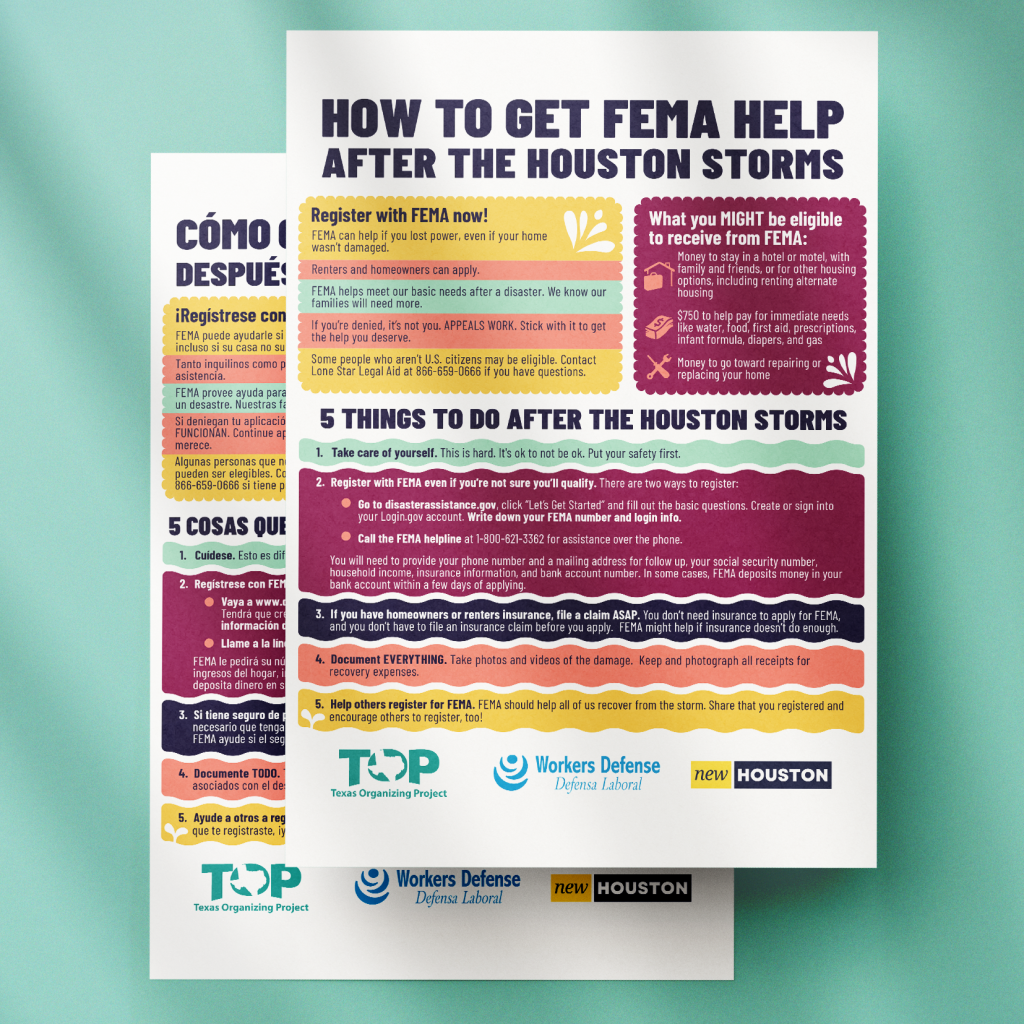 Fact Sheet in both English and Spanish: "How to get FEMA help after the Houston storms"